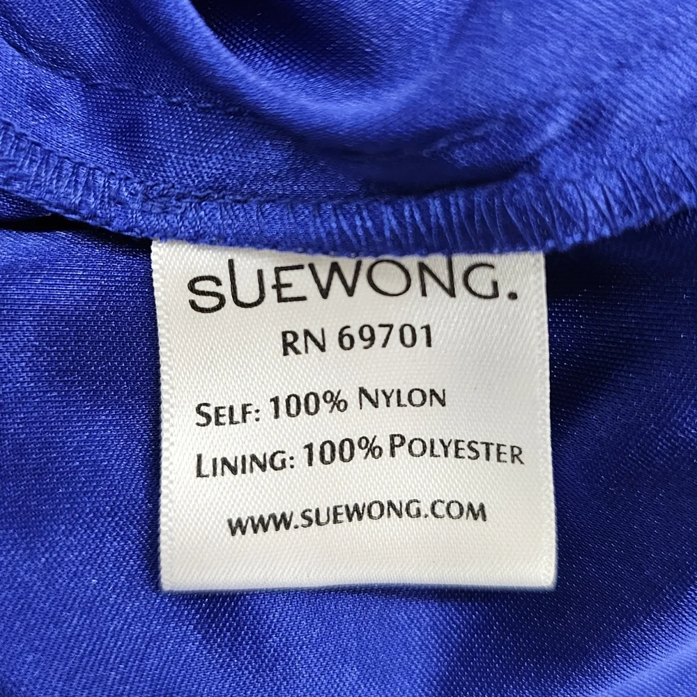 Sue Wong Cocktail Dress Womens Size 10 Cobalt Blue Embroidered Cap Sleeves Lined - Picture 10 of 15